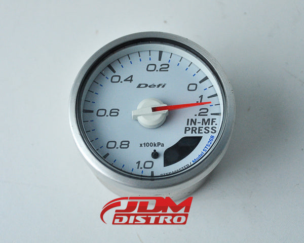 DEFI INTAKE MAINFOLD PRESSURE GAUGE 60MM, WHITE FACE GREEN LIGHT
