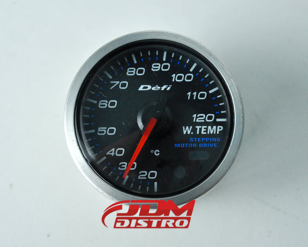 DEFI WATER TEMP GAUGE 52MM, BLACK FACE GREEN LIGHT