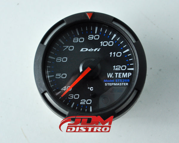 DEFI WATER TEMP GAUGE 52MM, BLACK FACE GREEN LIGHT