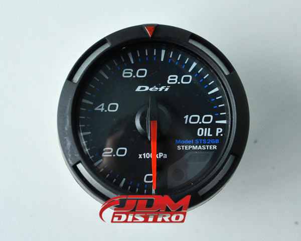 DEFI OIL PRESSURE GAUGE 52MM, BLACK FACE GREEN LIGHT