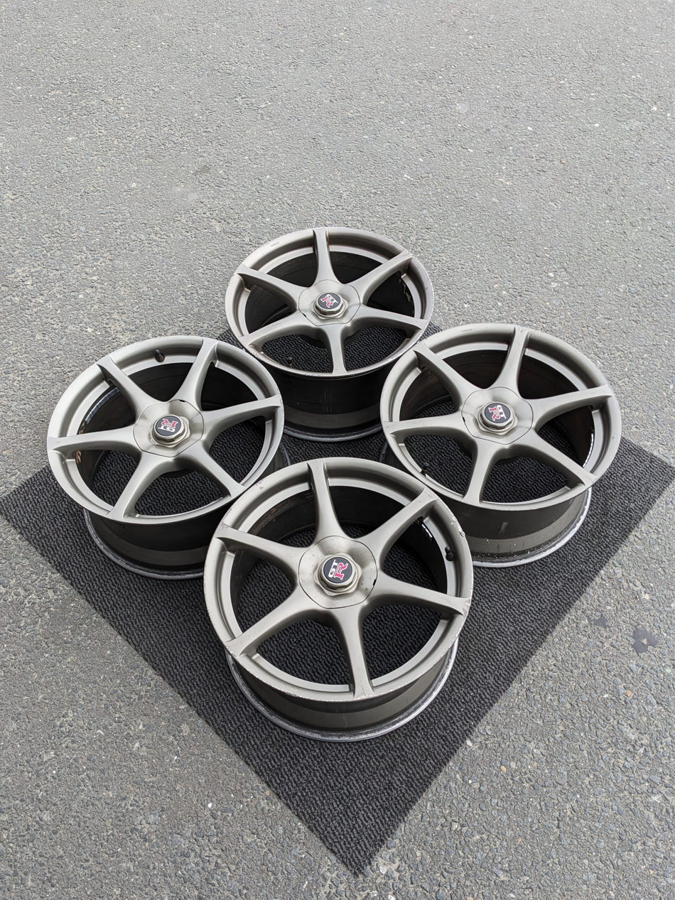 NISSAN R34 SKYLINE GTR BNR34 GENUINE OEM FORGED WHEELS WITH CAPS