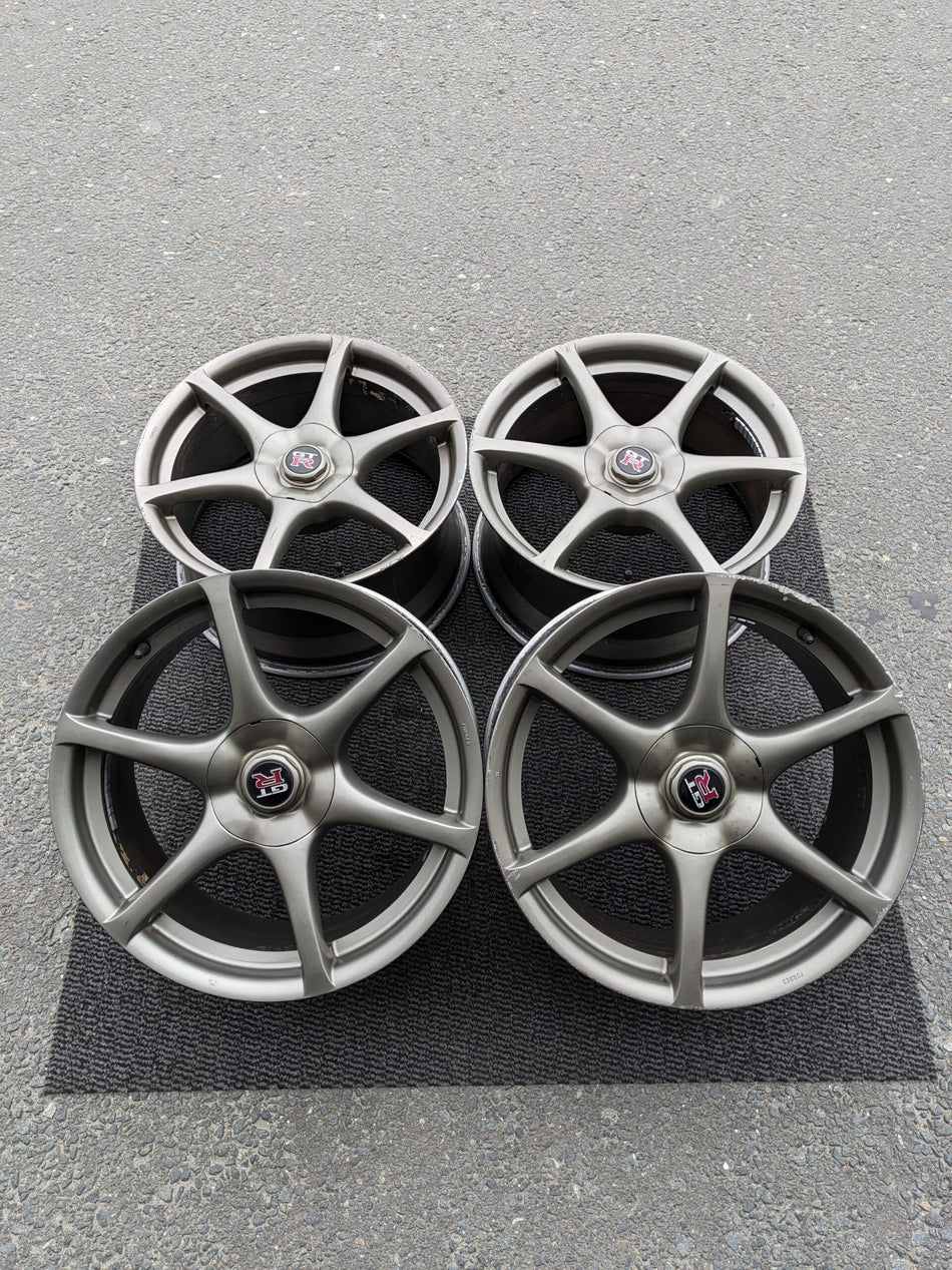 NISSAN R34 SKYLINE GTR BNR34 GENUINE OEM FORGED WHEELS WITH CAPS