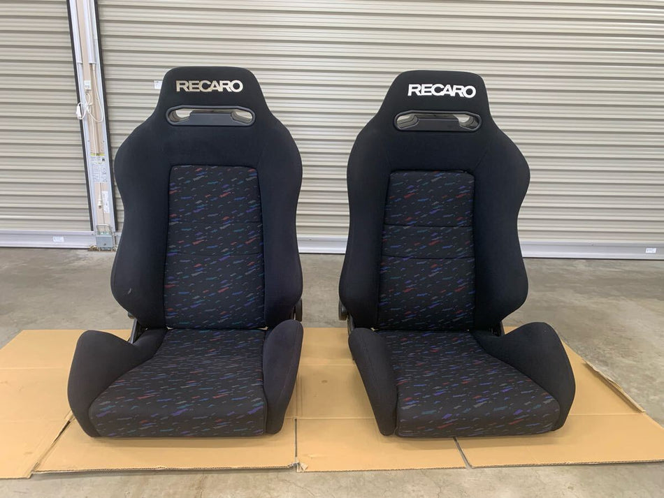 RECARO SR3 LEMANS CONFETTI RECLINER RACING SEATS PAIR
