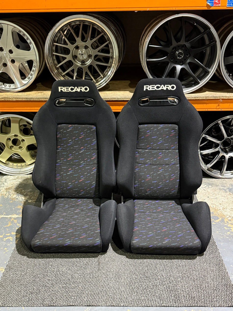 RECARO SR3 LEMANS CONFETTI RECLINER RACING SEATS PAIR