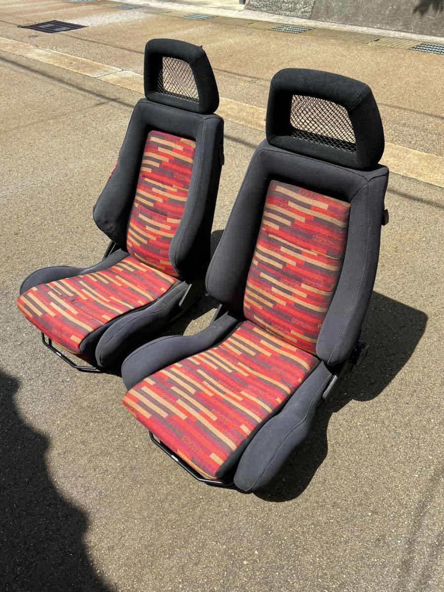 RECARO LX/LS FISHNET RECLINER RACING SEATS RED PATTERN PAIR