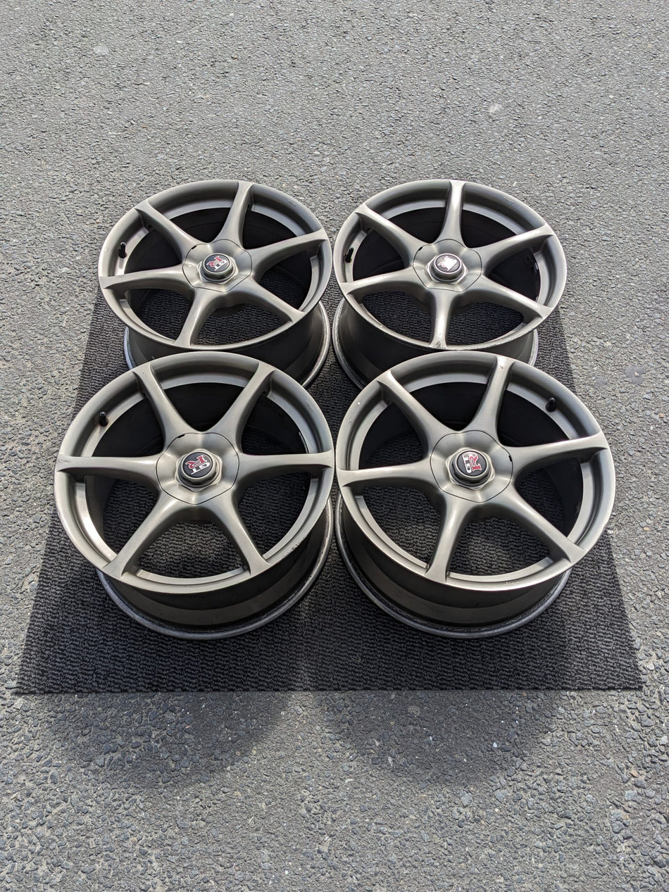 NISSAN R34 SKYLINE GTR BNR34 GENUINE OEM FORGED WHEELS WITH CAPS
