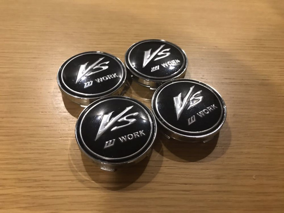 WORK VS BLACK WHEEL CENTRE CAPS 60MM