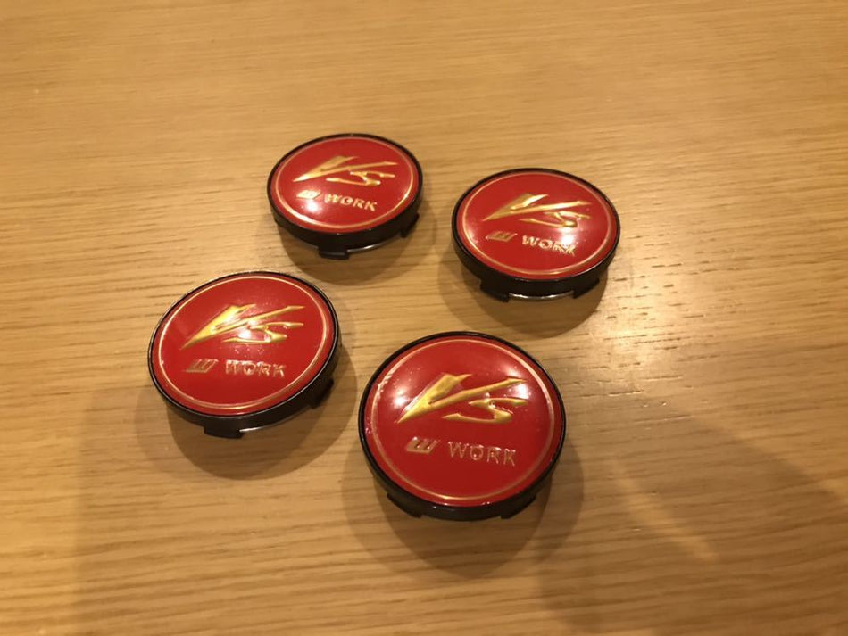 WORK VS RED WHEEL CENTRE CAPS 60MM